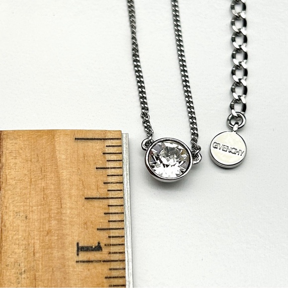 Givenchy Classic Silver Tone Crystal Pendant Necklace 16-18” EEUC - Picture 10 of 10